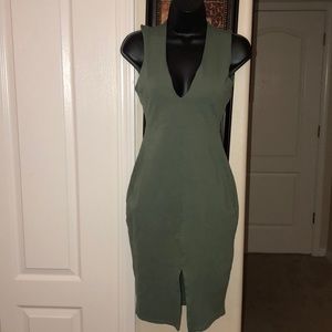 Green Bodycon Backless Midi